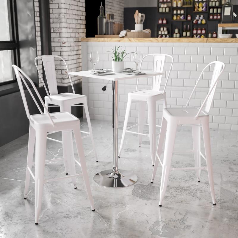 Flash Furniture Square Adjustable-Height Table, 40-1/2inH x 23-3/4inW x 23-3/4inD, Chrome/White MPN:CH1
