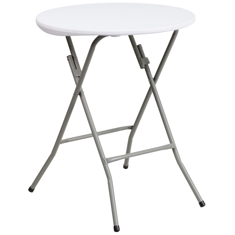 Flash Furniture Round Plastic Folding Table, 29-3/8in x 24in, Granite White MPN:DADYCZ80R1SM
