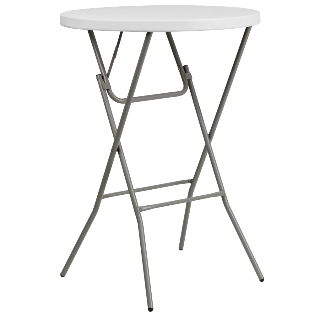 Flash Furniture Round Plastic Folding Bar Table, 43-3/4inH x 31-1/4inW x 31-1/4inD, Granite White MPN:DADYCZ80R2BAR
