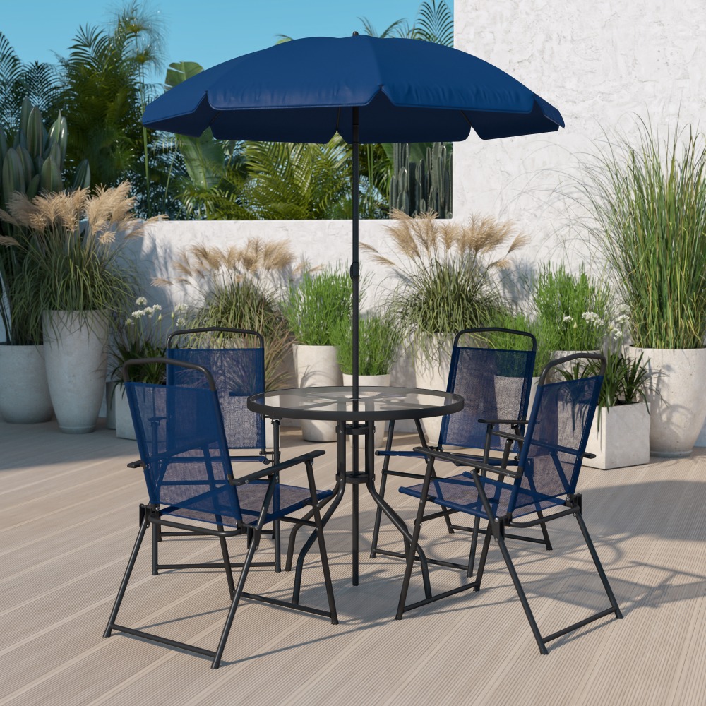 Flash Furniture Nantucket 6-Piece Patio Garden Set, Navy MPN:GM202012NV