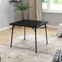 Flash Furniture Folding Card Table, 27-3/4inH x 33-1/2inW x 33-1/2inD, Black MPN:JB2