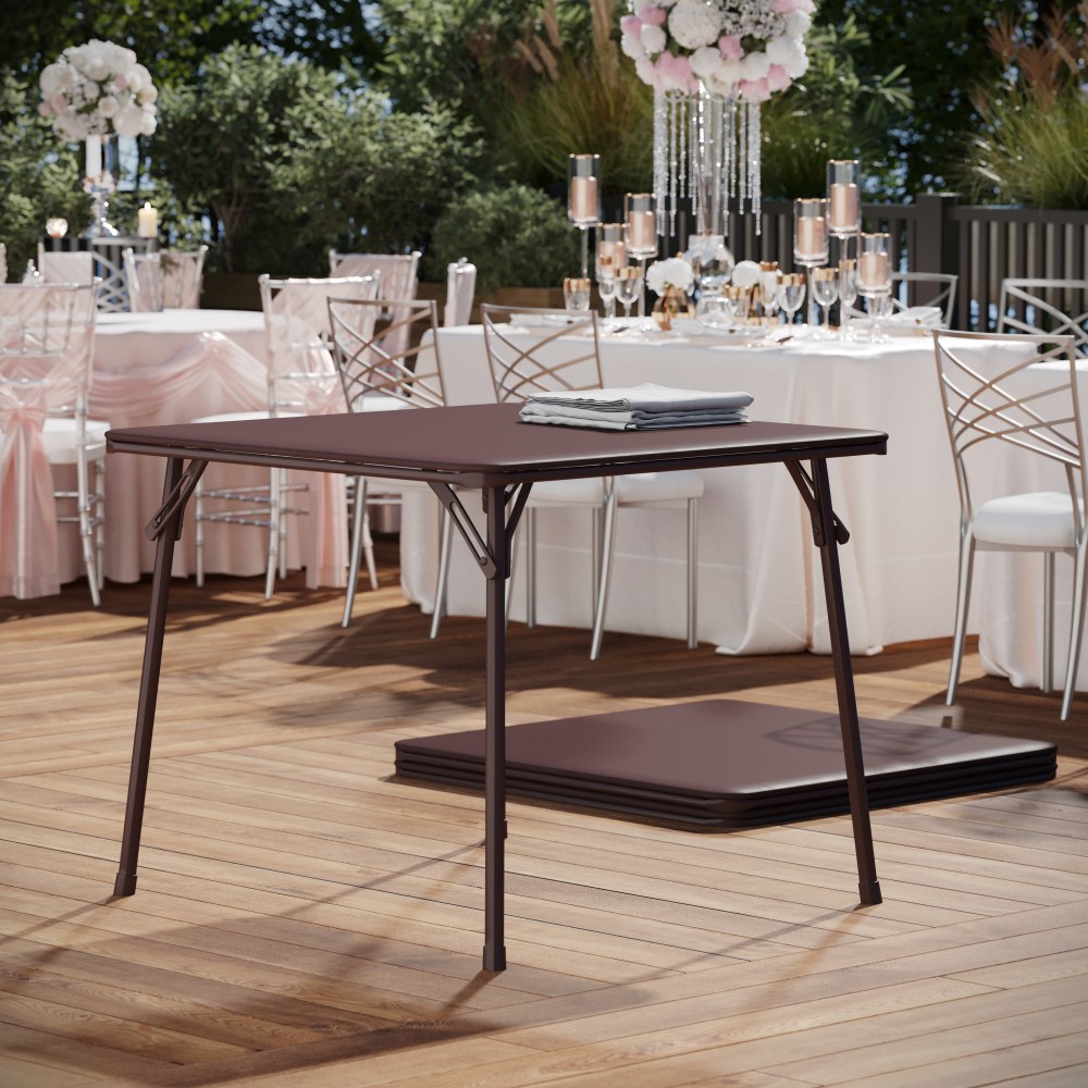 Flash Furniture Folding Card Table, 27-3/4inH x 33-1/2inW x 33-1/2inD, Brown MPN:JB2BR