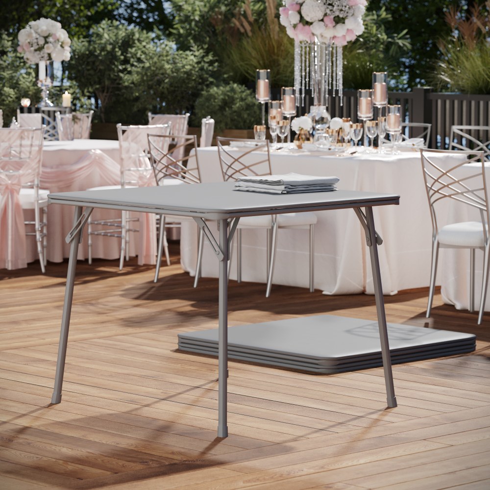 Flash Furniture Folding Card Table, 27-3/4inH x 33-1/2inW x 33-1/2inD, Gray MPN:JB2GY