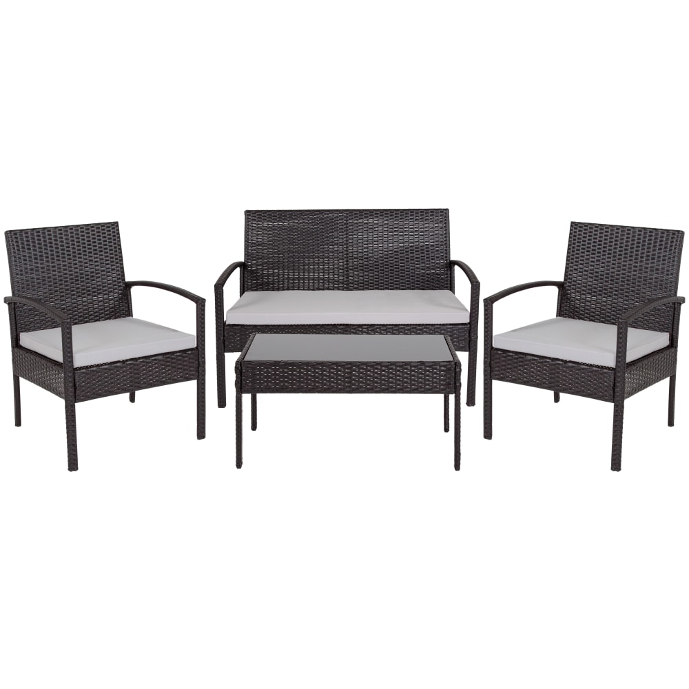Flash Furniture Aransas Series 4-Piece Steel Patio Set, Black MPN:JJS312