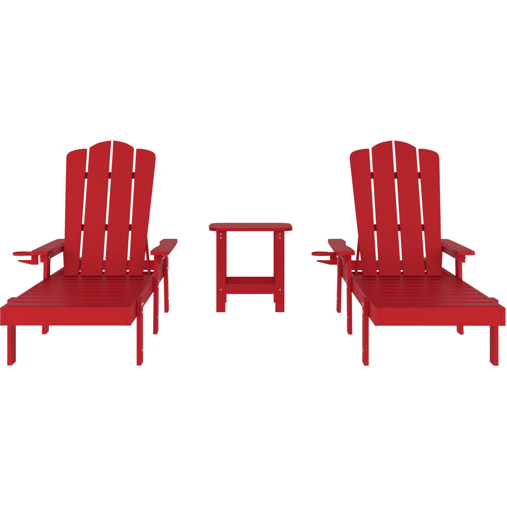 Flash Furniture Sonora Commercial Grade 3 Piece Indoor/Outdoor Adirondack Set, Red - LEHMP0701035RD MPN:LEHMP0701035RD