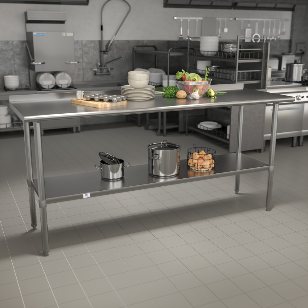 Flash Furniture Stainless Steel Prep And Work Table, 36inH x 72inW x 30inD, Silver MPN:NHWT3072BSP