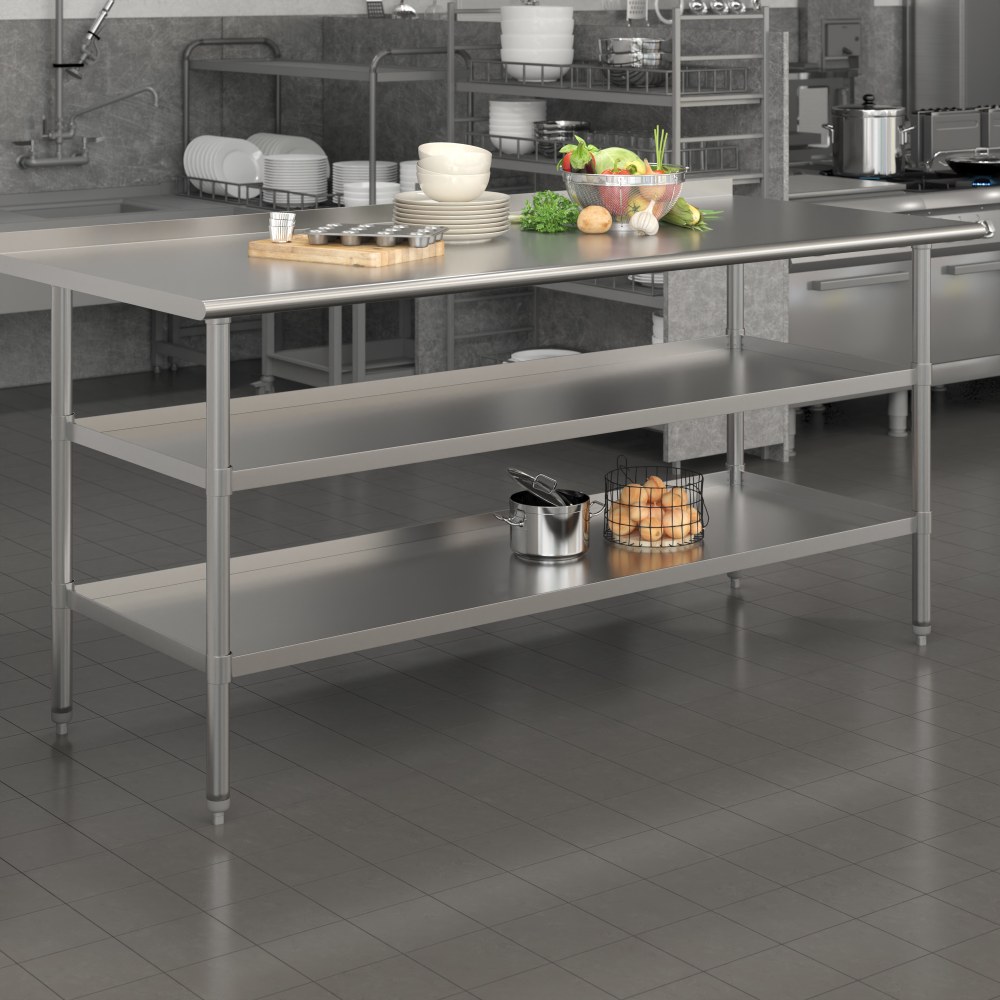 Flash Furniture Stainless Steel Work Table, 36inH x 72inW x 30inD, Silver MPN:NHWTGU3072BSP