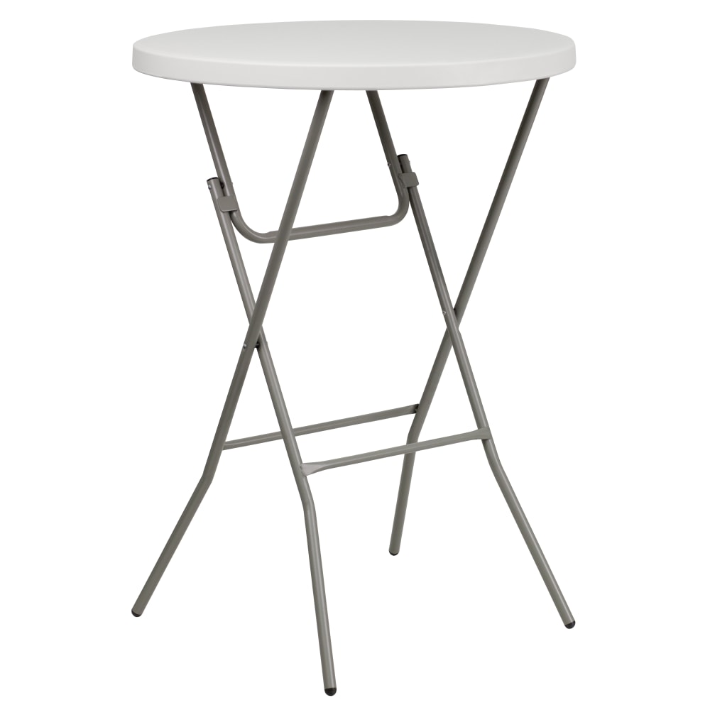 Flash Furniture Round Plastic Bar Height Folding Table, 43-1/2inH x 31-1/2inW x 31-1/2inD, Granite White MPN:RB32RBARGW