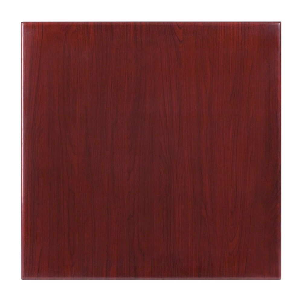 Flash Furniture Square High-Gloss Resin Table Top With Drop-Lip, 24in, Mahogany MPN:TPMAH2424