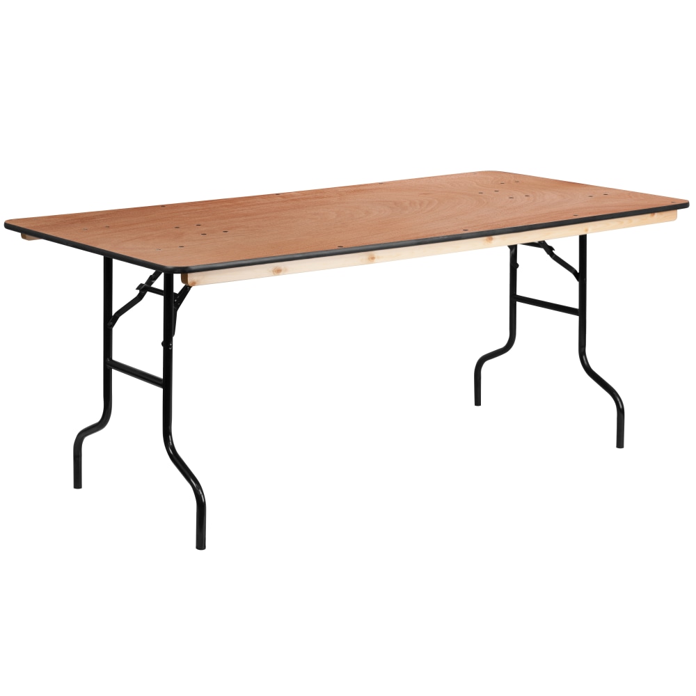 Flash Furniture Rectangular Wood Folding Banquet Table, 30inH x 36inW x 72inD, Natural/Black MPN:XA3672P
