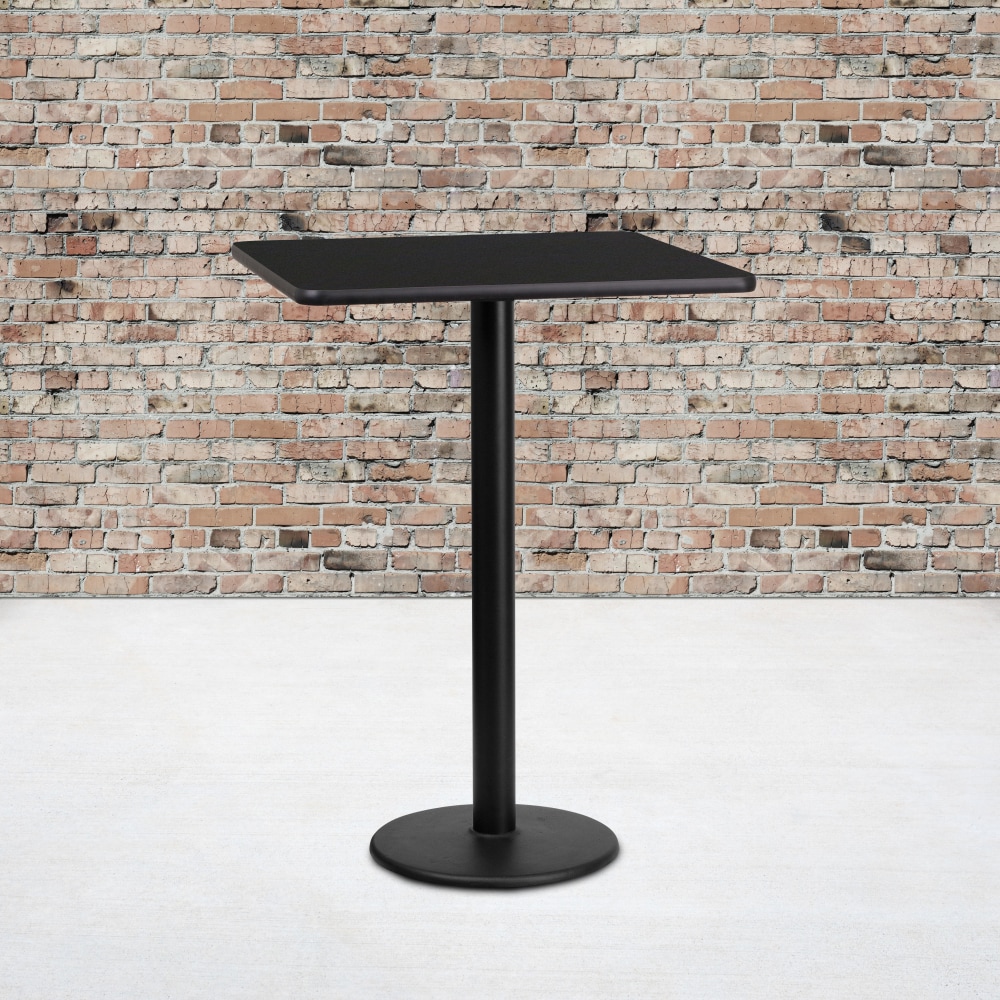 Flash Furniture Square Laminate Table Top With Round Bar-Height Table Base, 43-1/8inH x 24inW x 24inD, Black MPN:XUBK2424TR18B