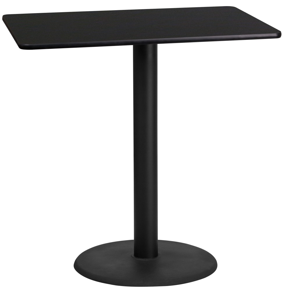 Flash Furniture Rectangular Laminate Table Top With Round Bar Height Table Base, 43-3/16inH x 24inW x 42inD, Black MPN:XUBK2442TR24B