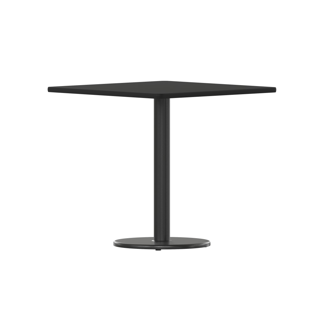 Flash Furniture Laminate Square Table Top With Round Table-Height Base, 31-1/8inH x 30inW x 30inD, Black MPN:XUBK3030TR18