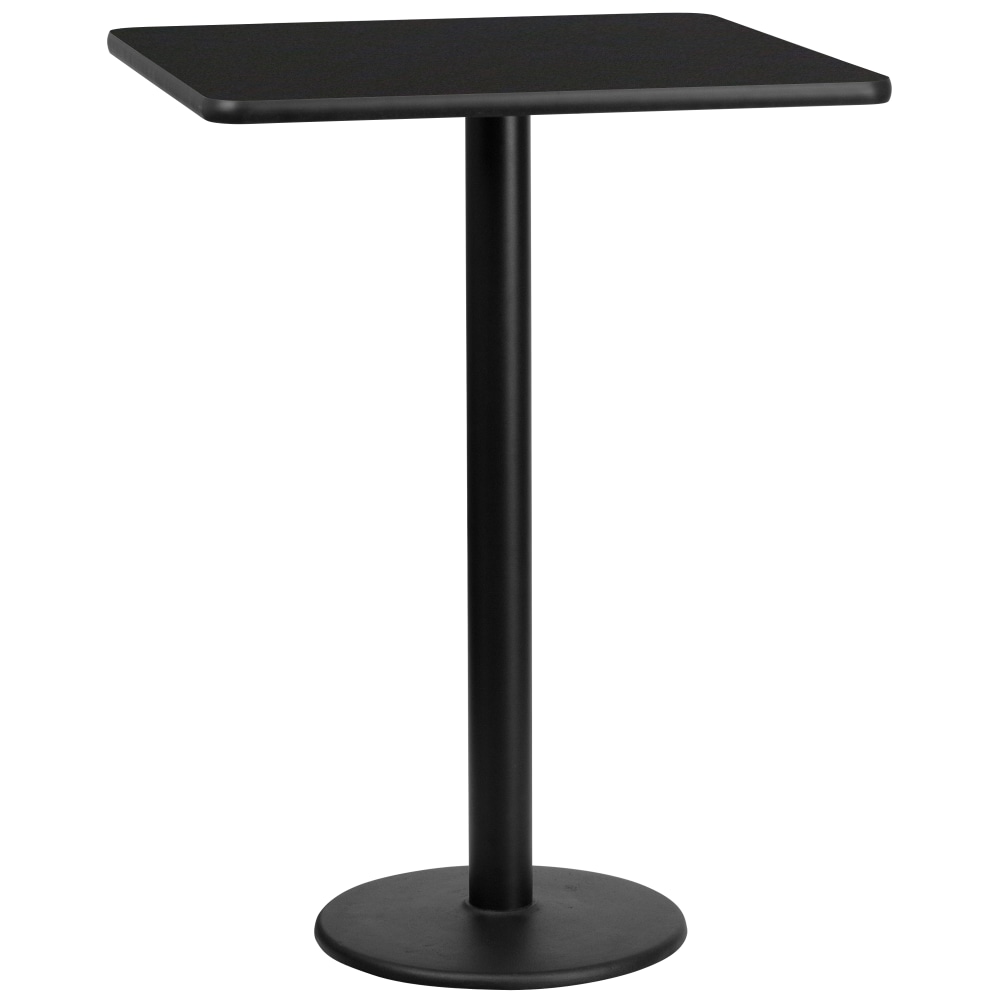 Flash Furniture Square Laminate Table Top With Round Bar Height Table Base, 43-3/16inH x 30inW x 30inD, Black MPN:XUBK3030TR18B