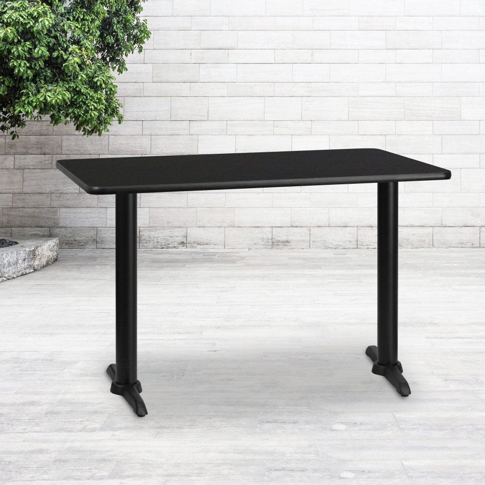 Flash Furniture Laminate Rectangular Table Top With Table-Height Table Bases, 31-1/8inH x 30inW x 48inD, Black MPN:XUBK3048T0522