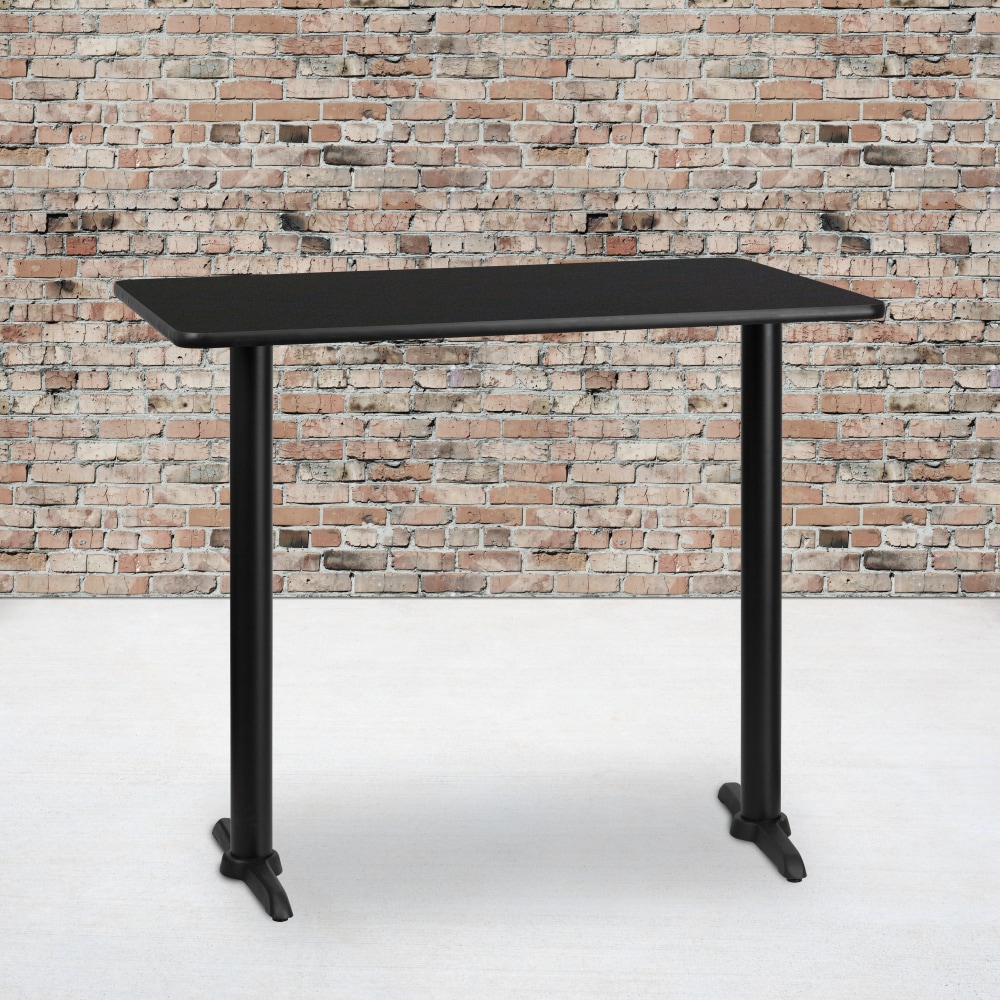 Flash Furniture Laminate Rectangular Table Top With Bar-Height Table Bases, 43-1/8inH x 30inW x 48inD, Black MPN:XUBK3048T0522B