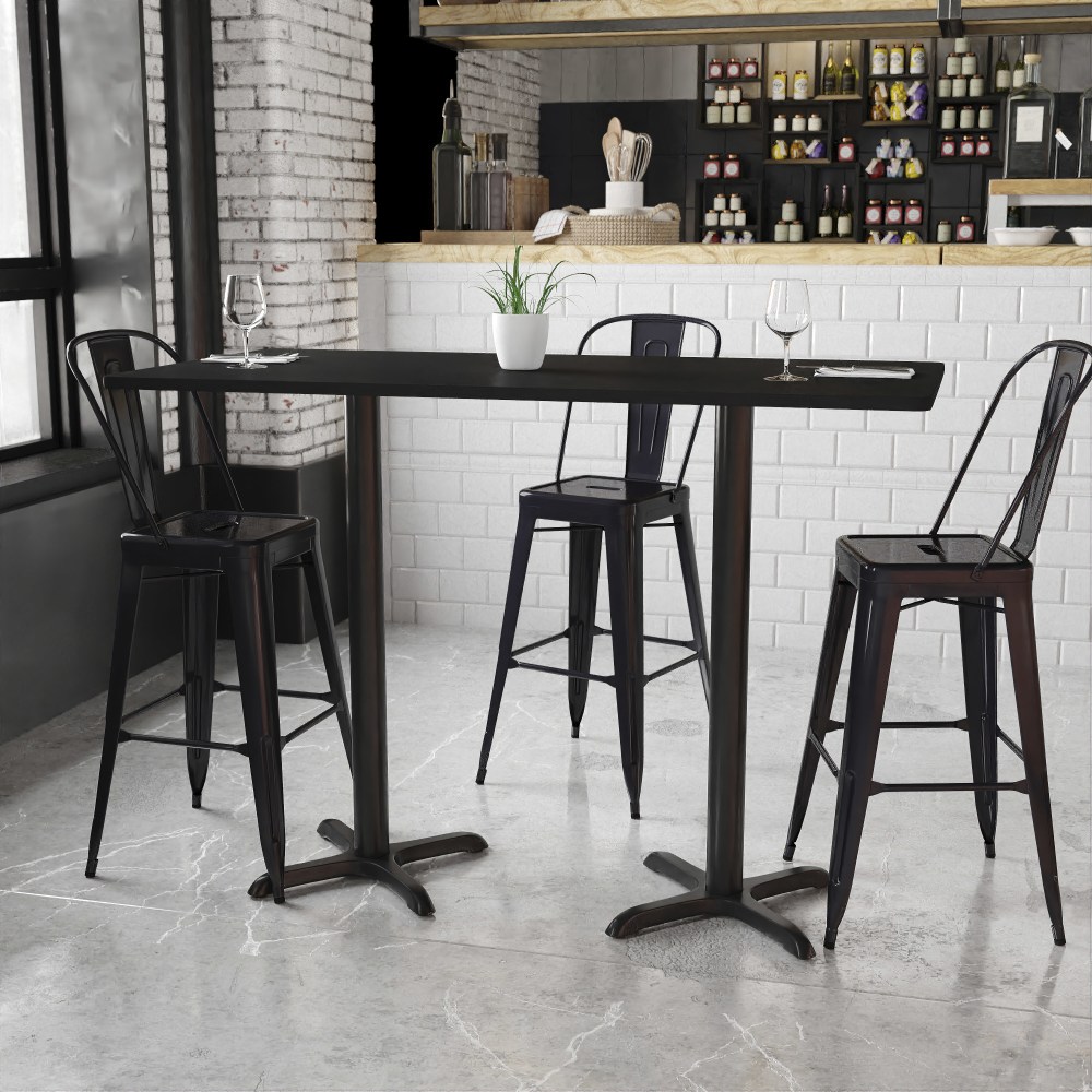 Flash Furniture Rectangular Laminate Table Top With Bar Height Table Base, 43-3/16inH x 30inW x 60inD, Black MPN:XUBK3060T2222B