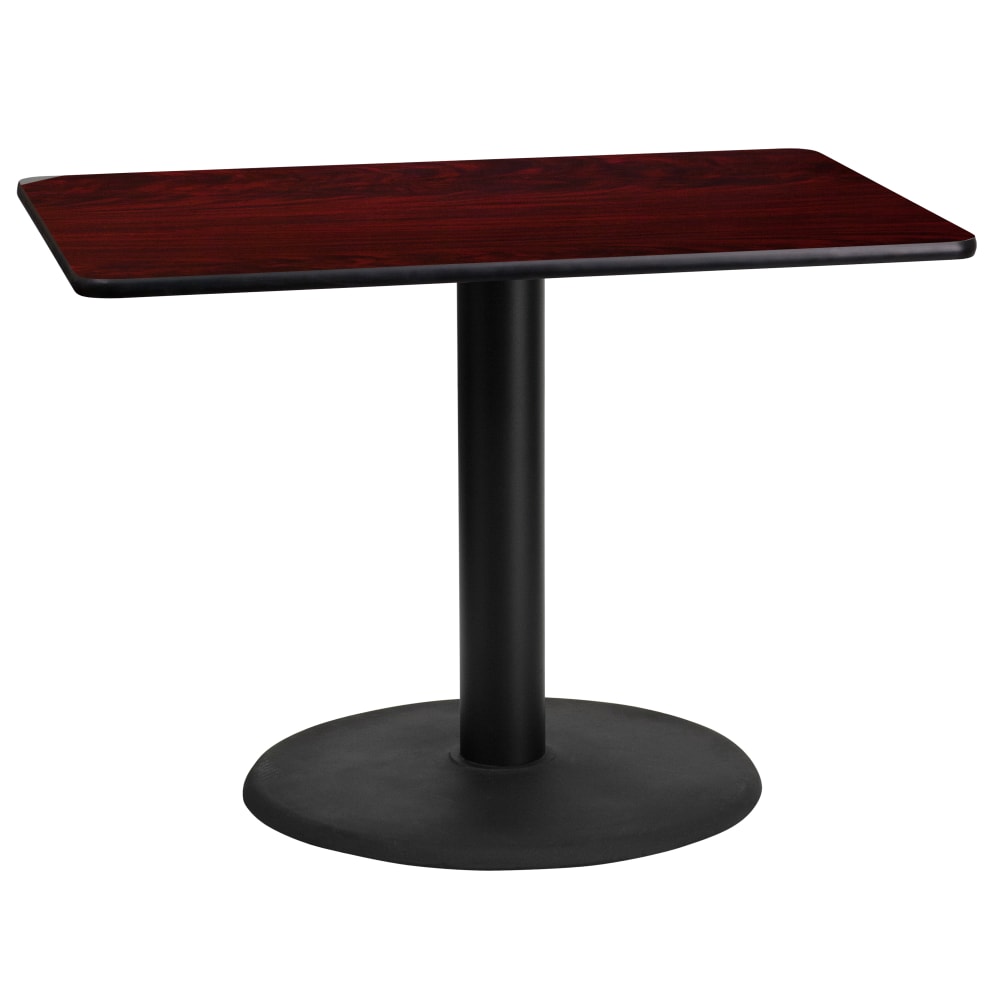 Flash Furniture Laminate Rectangular Table Top With Round Table-Height Base, 31-1/8inH x 24inW x 42inD, Mahogany/Black MPN:XUMA2442TR24