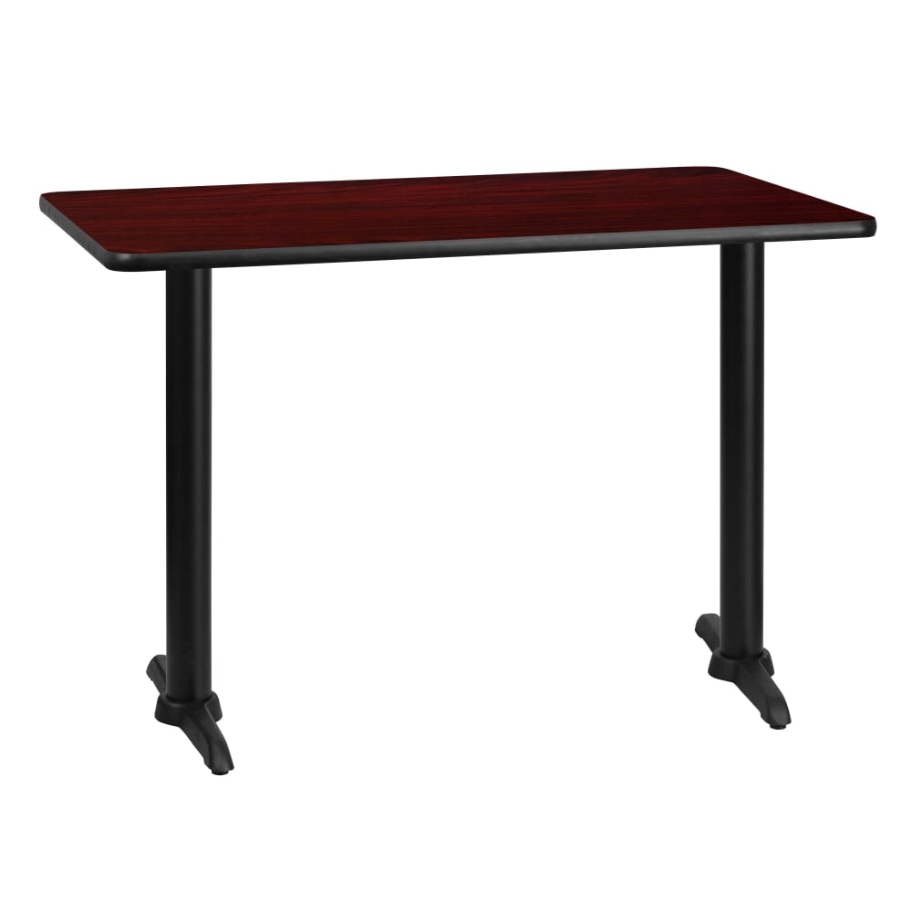 Flash Furniture Laminate Rectangular Table Top With Table-Height Bases, 31-1/8inH x 30inW x 42inD, Mahogany/Black MPN:XUMA3042T0522