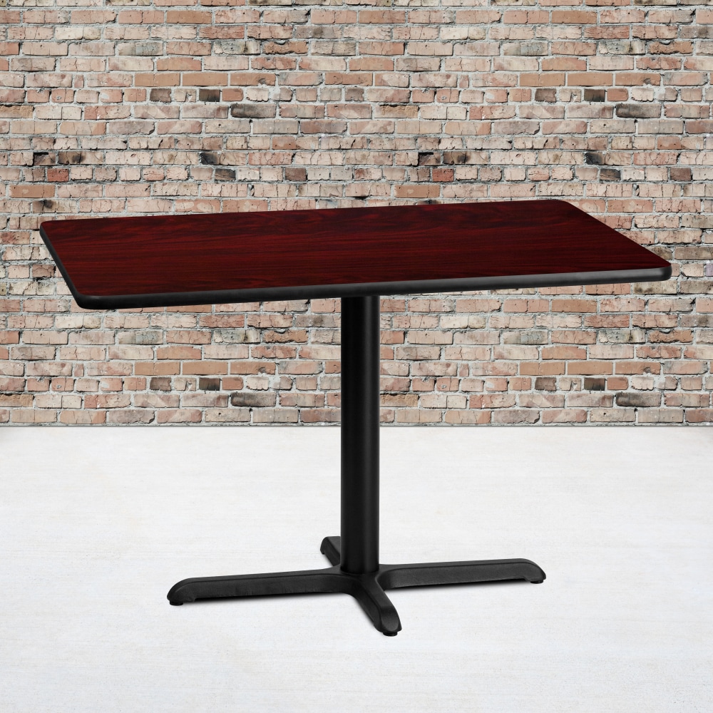 Flash Furniture Laminate Rectangular Table Top With Table-Height Base, 31-1/8inH x 30inW x 42inD, Mahogany/Black MPN:XUMA3042T2230