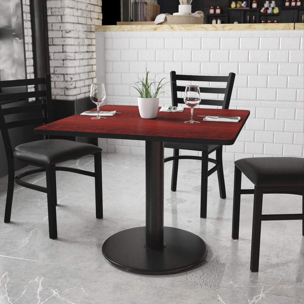 Flash Furniture Square Laminate Table Top With Round Table Height Base, 31-3/16inH x 36inW x 36inD, Mahogany MPN:XUMA3636TR24