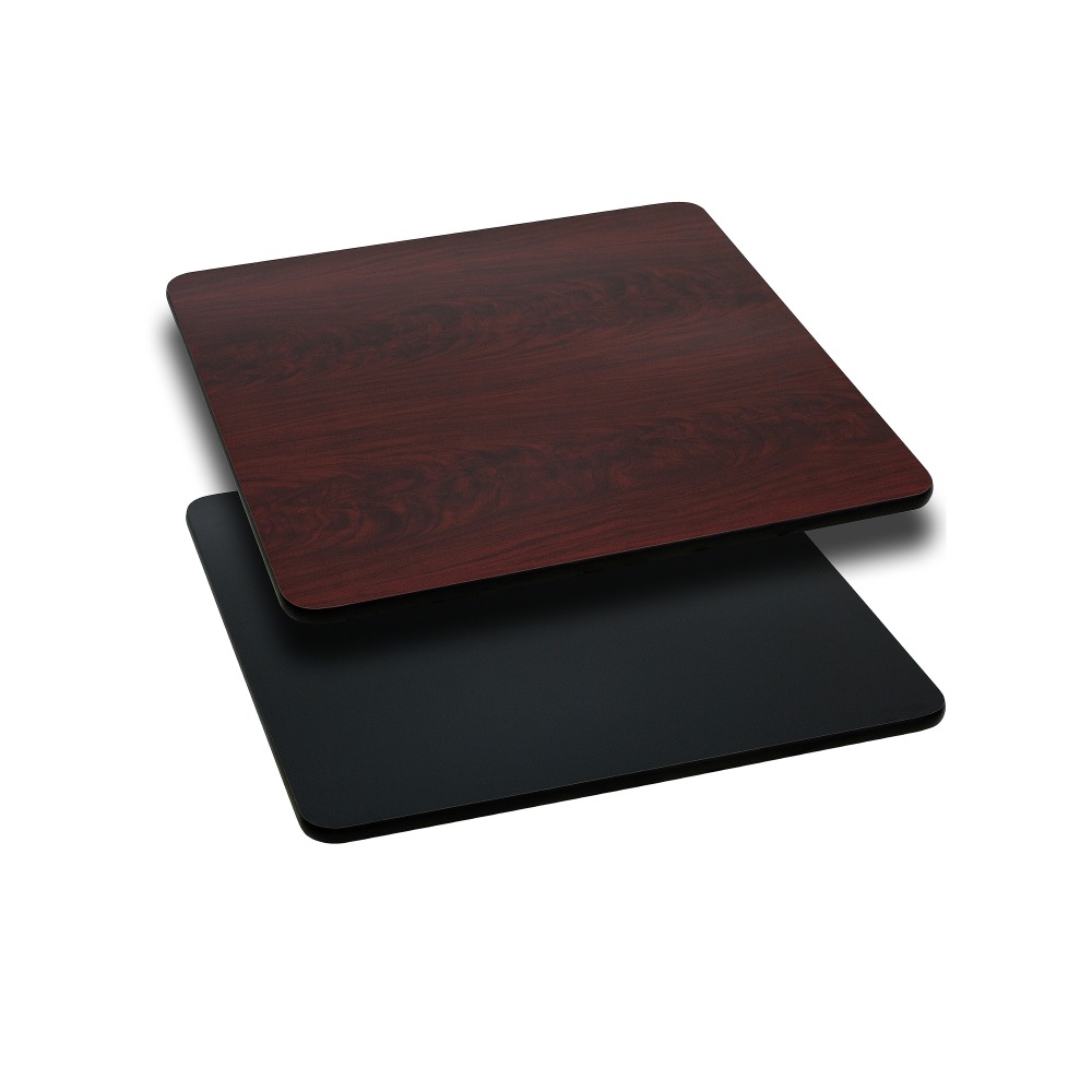 Flash Furniture Square Table Top With Reversible Laminate Top, 24inD, Black/Mahogany MPN:XUMBT2424
