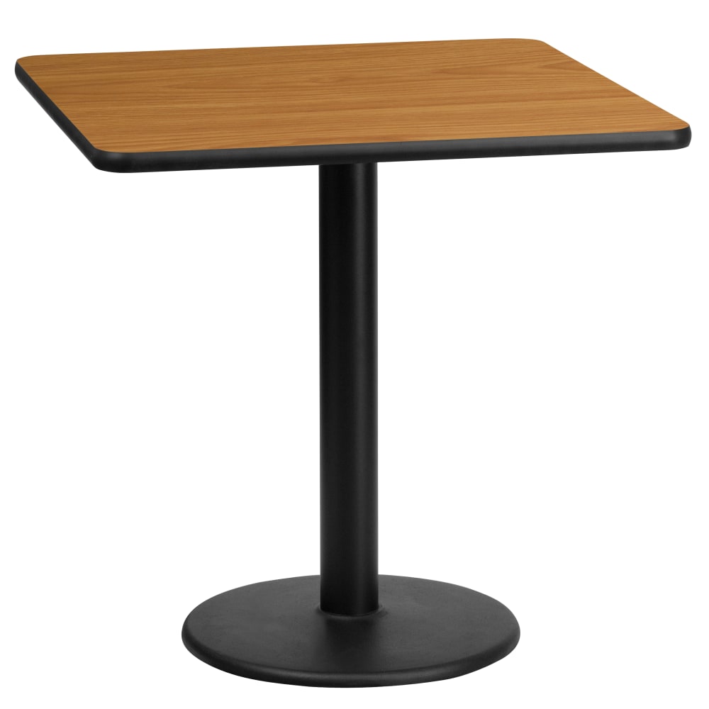 Flash Furniture Square Laminate Table Top With Round Table Height Base, 31-3/16inH x 24inW x 24inD, Natural MPN:XUNT2424TR18