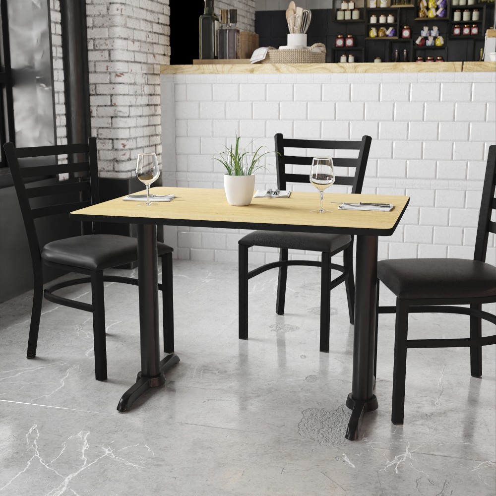 Flash Furniture Laminate Rectangular Table Top With Table-Height Bases, 31-1/8inH x 30inW x 42inD, Natural/Black MPN:XUNT3042T0522