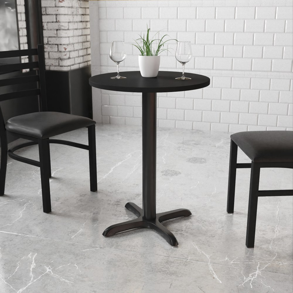 Flash Furniture Laminate Round Table Top With Table-Height Base, 31-1/8inH x 24inW x 24inD, Black MPN:XURD24BKT2222