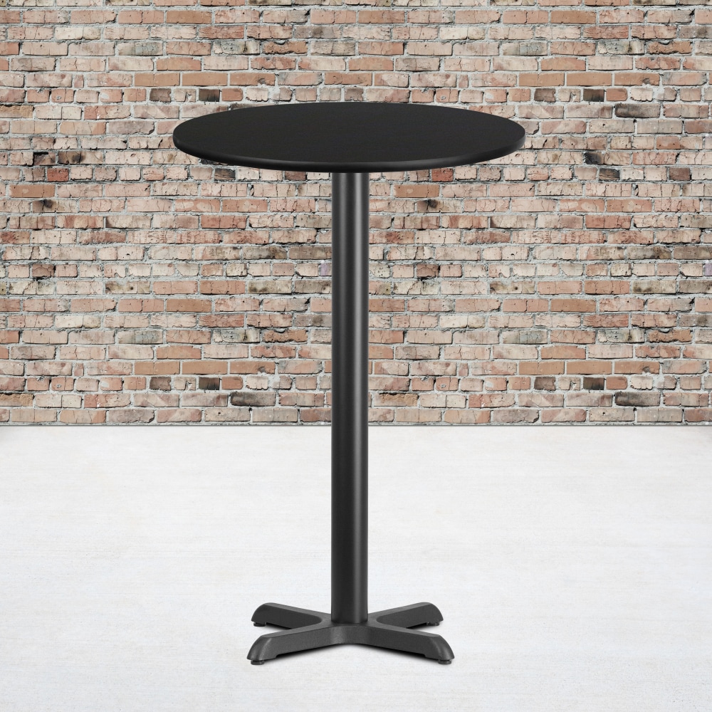 Flash Furniture Laminate Round Table Top With Bar-Height Table Base, 43-1/8inH x 24inW x 24inD, Black MPN:XURD24BKT2222B