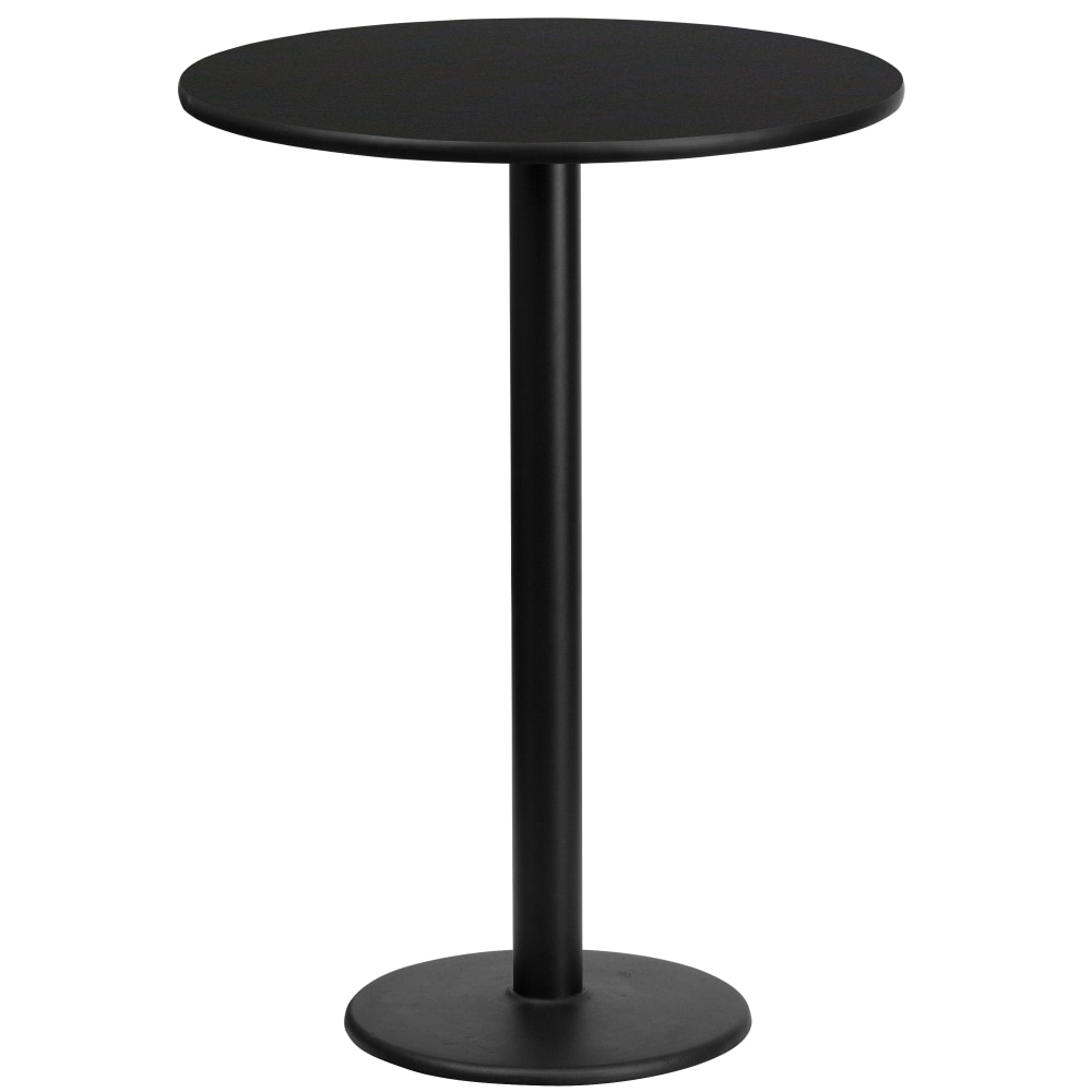 Flash Furniture Laminate Round Table Top With Round Bar-Height Table Base, 43-1/8inH x 24inW x 24inD, Black MPN:XURD24BKTR18B
