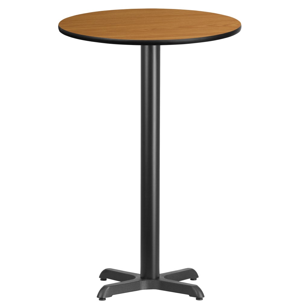 Flash Furniture Laminate Round Table Top With Bar-Height Table Base, 43-1/8inH x 24inW x 24inD, Natural/Black MPN:XURD24NTT2222B