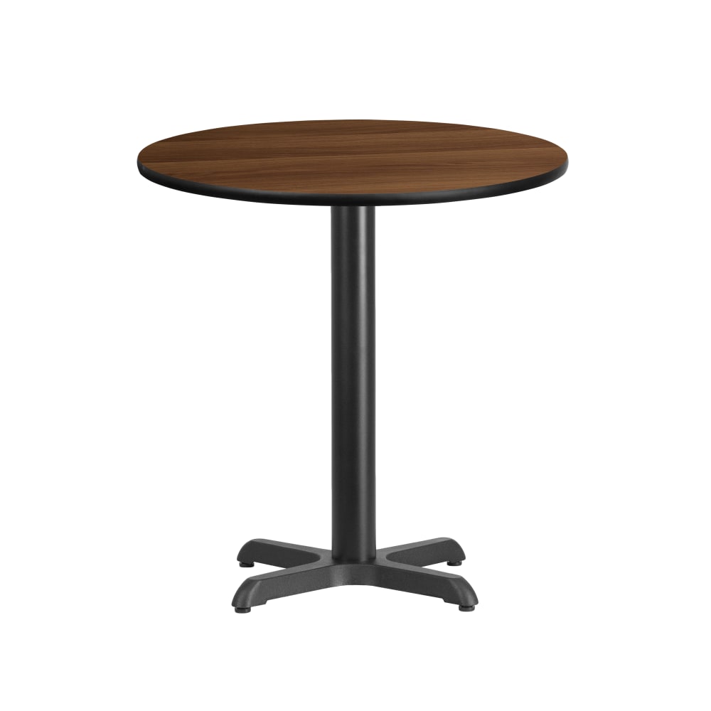Flash Furniture Laminate Round Table Top With Table-Height Base, 31-1/8inH x 24inW x 24inD, Walnut/Black MPN:XURD24WAT2222