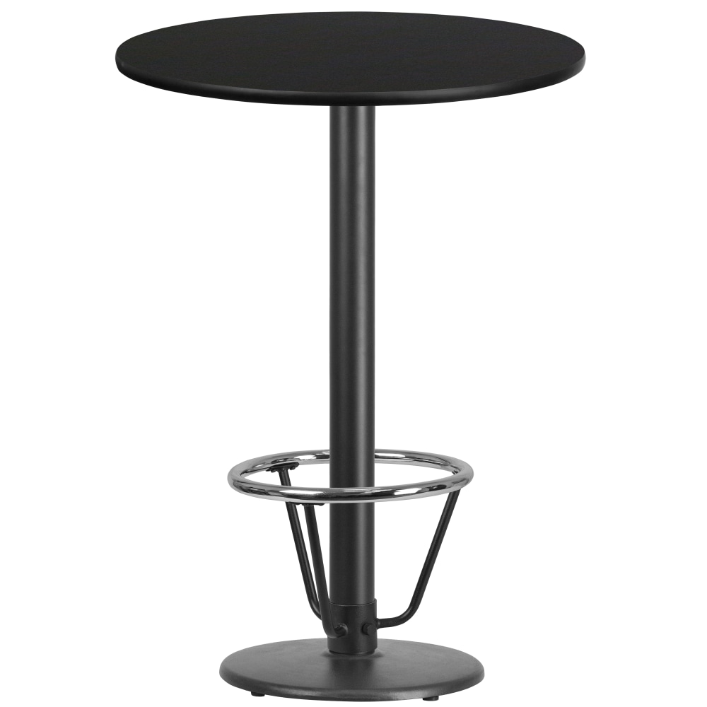 Flash Furniture Round Bar-Height Table With Foot Ring, 43-1/8inH x 30inW x 30inD, Black MPN:XURD30BKTR18B3F