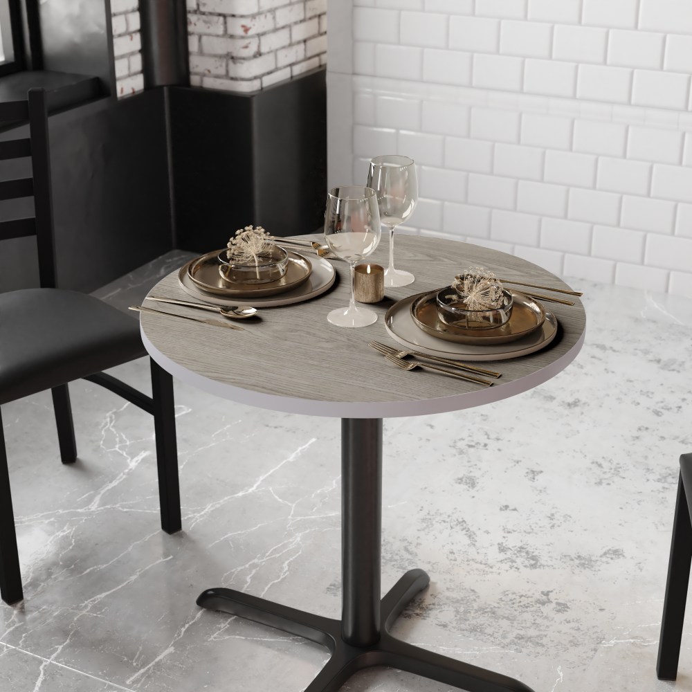 Flash Furniture Round Table Top With Reversible Laminate Top, 30in, White/Gray MPN:XURD30WHGY