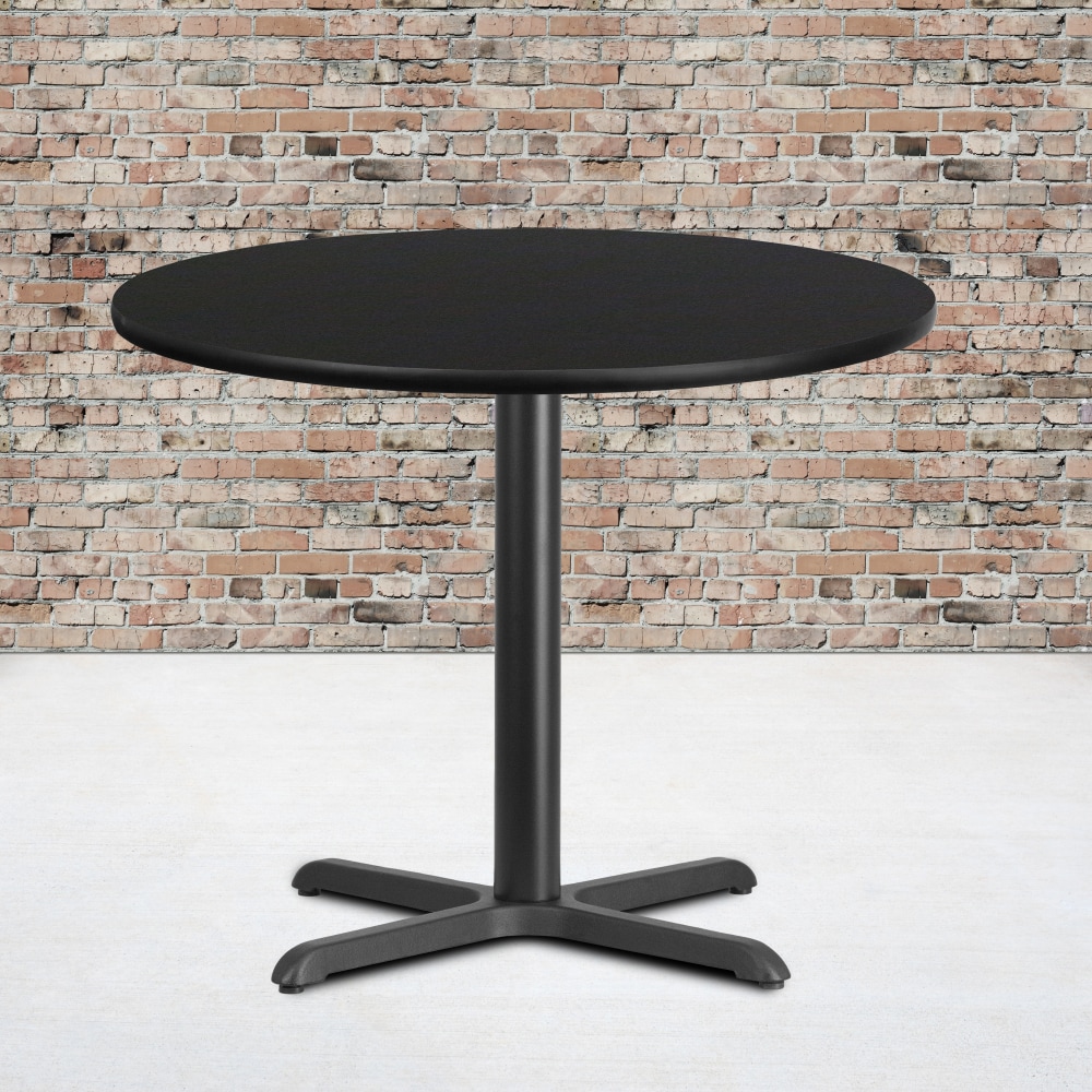 Flash Furniture Round Laminate Table Top With Table Height Base, 31-3/16inH x 36inW x 36inD, Black MPN:XURD36BKT3030