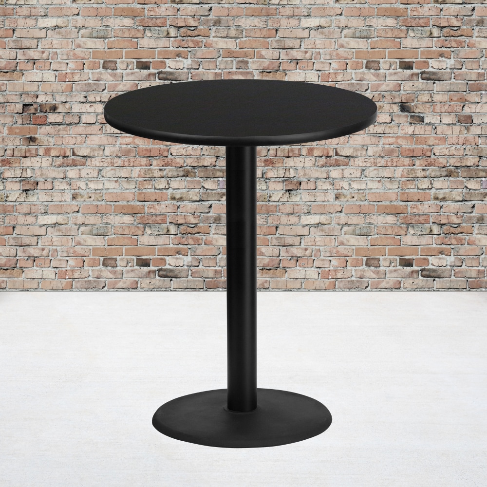 Flash Furniture Round Laminate Table Top With Round Bar Height Table Base, 43-3/16inH x 36inW x 36inD, Black MPN:XURD36BKTR24B