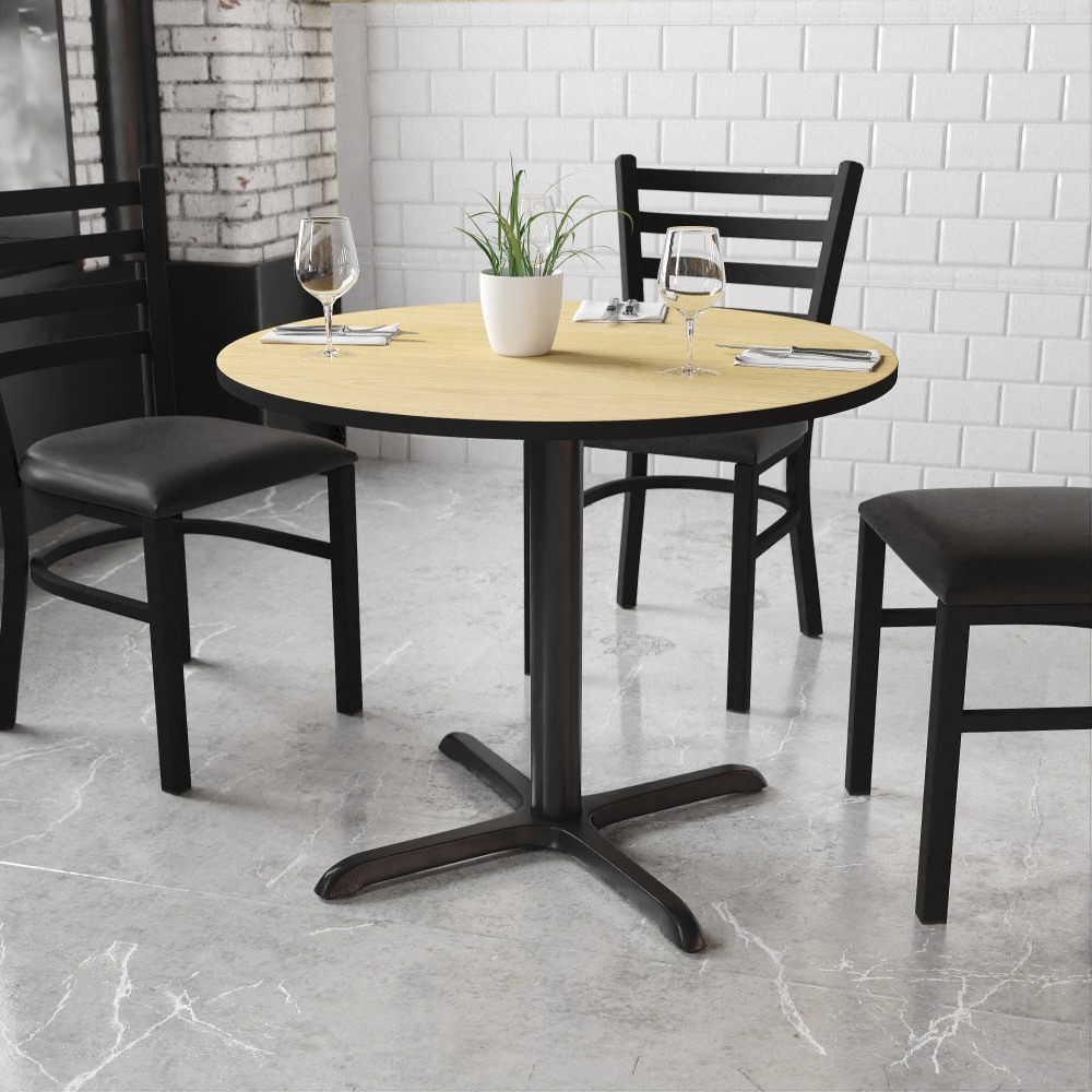 Flash Furniture Round Laminate Table Top With Table Height Base, 31-3/16inH x 36inW x 36inD, Natural MPN:XURD36NTT3030