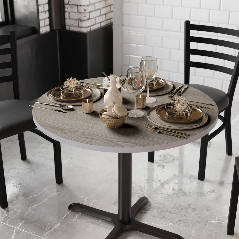 Flash Furniture Round Table Top With Reversible Laminate Top, 36in, White/Gray MPN:XURD36WHGY