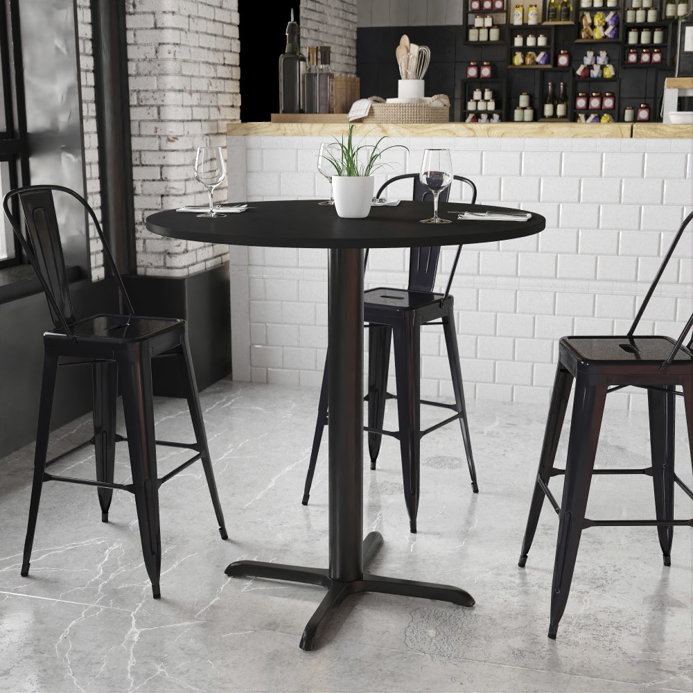 Flash Furniture Round Bar-Height Table, 43-3/16inH x 42inW x 42inD, Black MPN:XURD42BKT3333B
