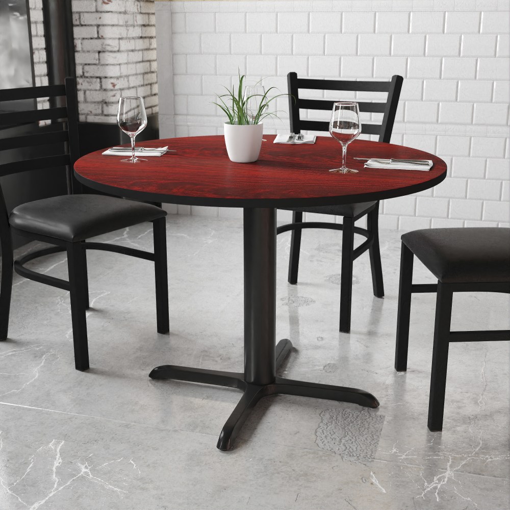 Flash Furniture Round Hospitality Table With X-Style Base, 31-3/16inH x 42inW x 42inD, Mahogany MPN:XURD42MAT3333