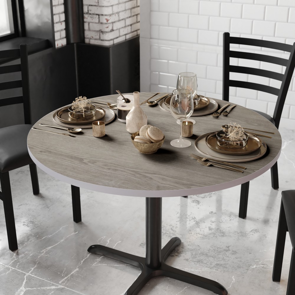 Flash Furniture Round Table Top With Reversible Laminate Top, 42in, White/Gray MPN:XURD42WHGY