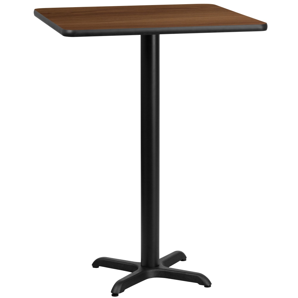 Flash Furniture Square Laminate Table Top With Bar Height Table Base, 43-3/16inH x 24inW x 24inD, Walnut MPN:XUWA2424T2222B