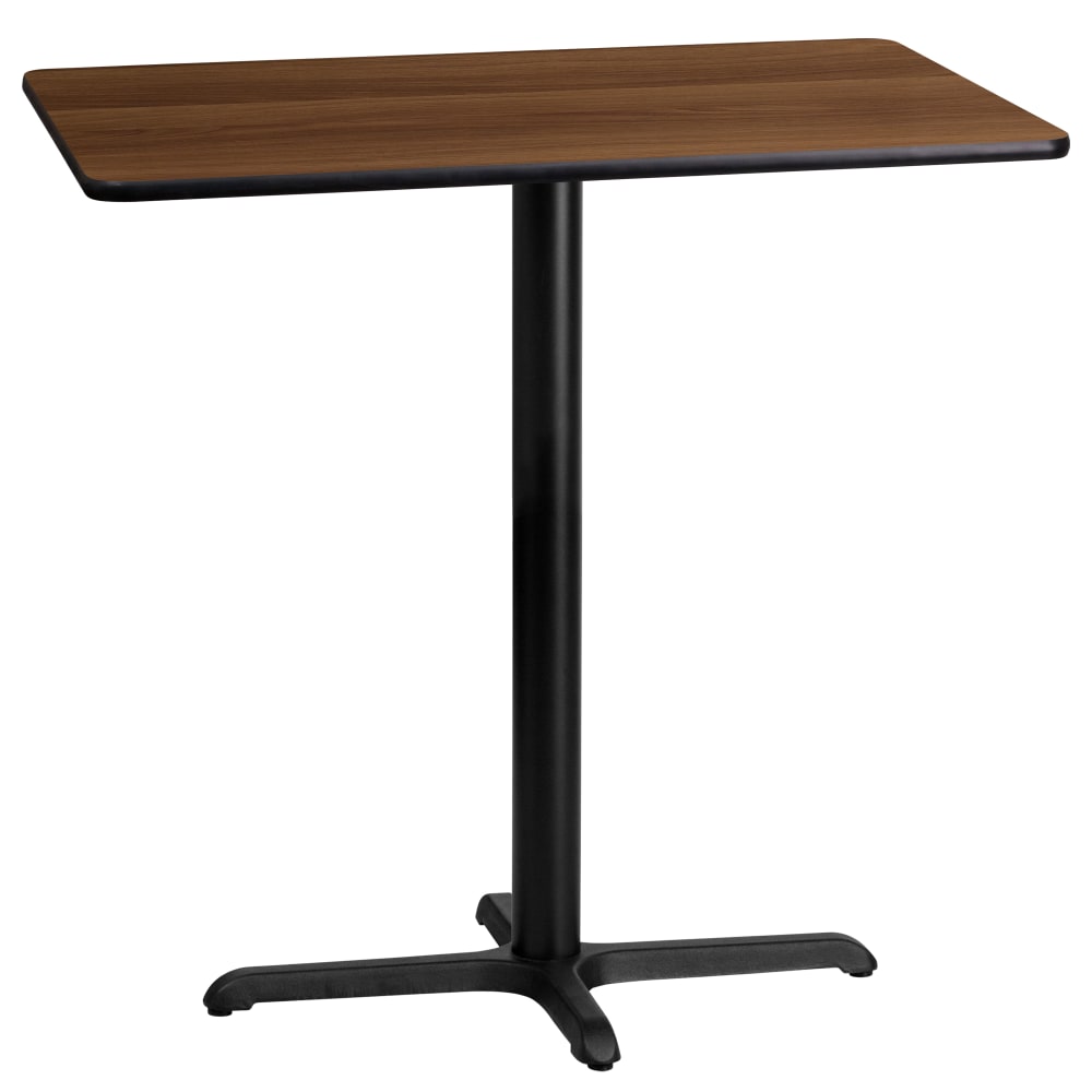 Flash Furniture Laminate Rectangular Table Top With Bar-Height Table Base, 43-1/8inH x 24inW x 42inD, Walnut/Black MPN:XUWA2442T2230B
