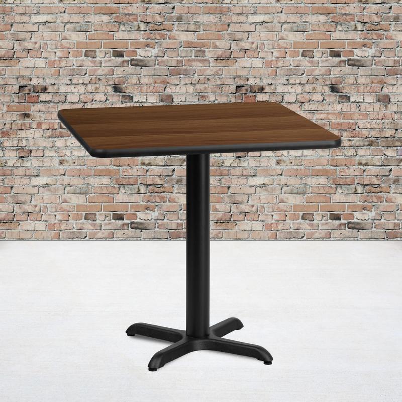 Flash Furniture Square Hospitality Table With X-Style Base, 31-1/8inH x 30inW x 30inD, Walnut/Black MPN:XUWA3030T2222