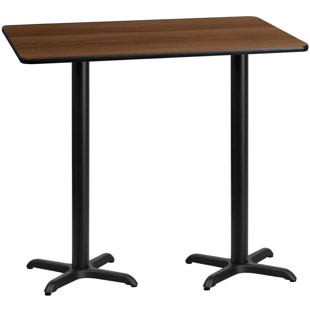 Flash Furniture Rectangular Laminate Table Top With Bar Height Table Base, 43-3/16inH x 30inW x 60inD, Walnut MPN:XUWA3060T2222B