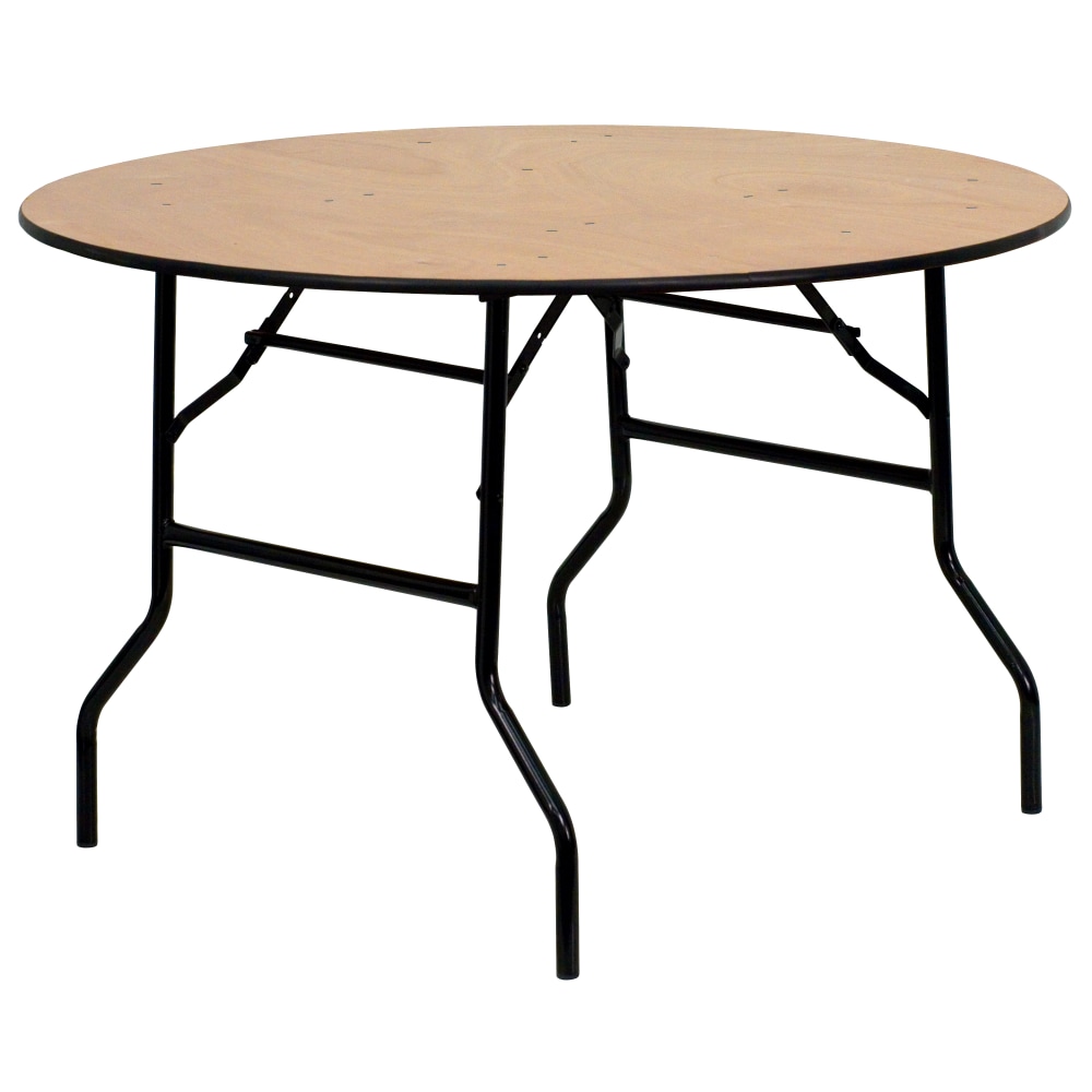 Flash Furniture Round Wood Folding Banquet Table, 30-1/4inH x 48inW x 48inD, Natural/Black MPN:YTWRFT48TBL