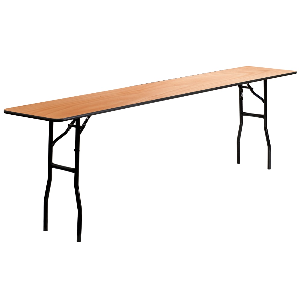 Flash Furniture Rectangular Wood Folding Seminar Table, 30-1/4inH x 18inW x 96inD, Natural MPN:YTWTFT18X96TBL