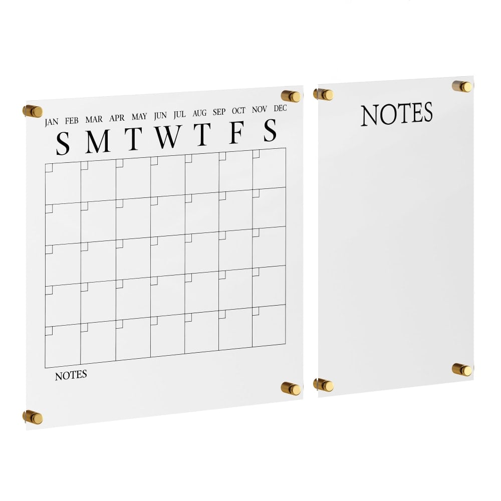 Martha Stewart Grayson Acrylic Monthly Wall Calendar And Notes Board, 18in x 18in, Clear/Black, Undated MPN:BRACS284545B2CB