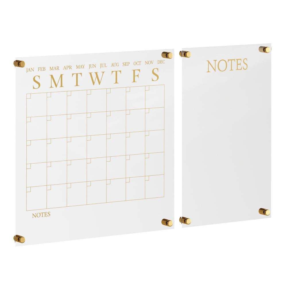 Martha Stewart Grayson Acrylic Monthly Wall Calendar And Notes Board, 18in x 18in, Clear/Gold, Undated MPN:BRACS284545G2CG